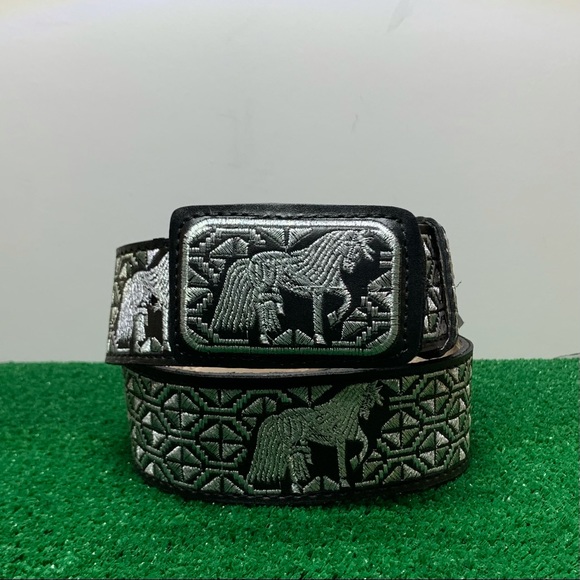 AUTHENTIC MEXICAN WESTERN CINTO BELT EMBROIDERED HORSE VAQUERO BORDADO DE PIEL - Picture 4 of 4